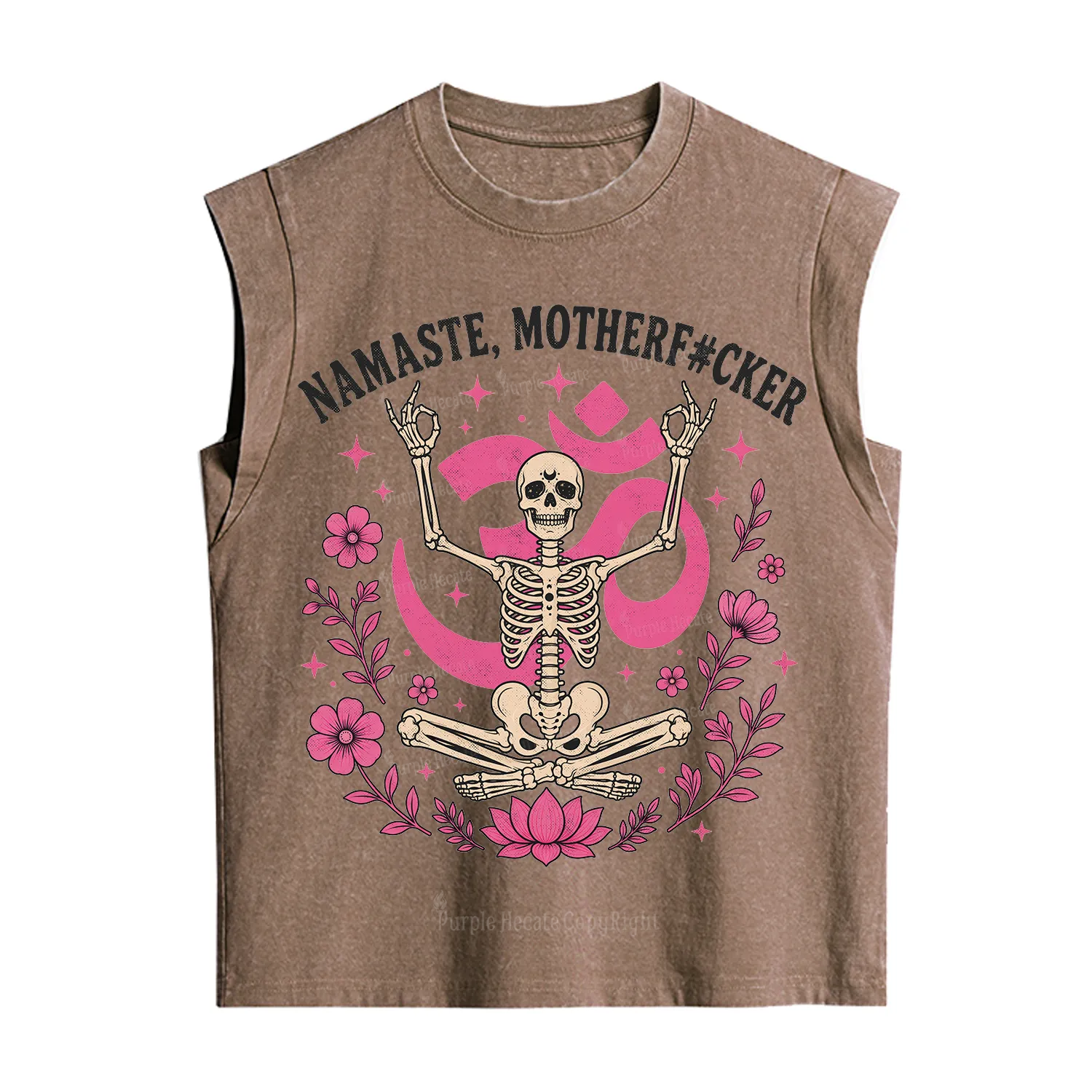 Purplehecate Namaste Motherf*cker Skeleton Vintage Washed Tank