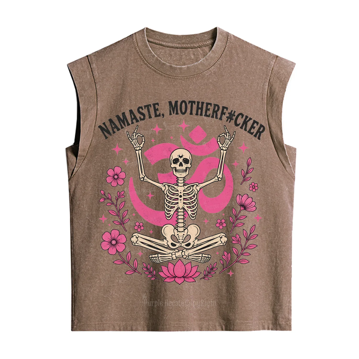 Purplehecate Namaste Motherf*cker Skeleton Vintage Washed Tank