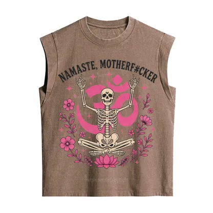 Purplehecate Namaste Motherf*cker Skeleton Vintage Washed Tank