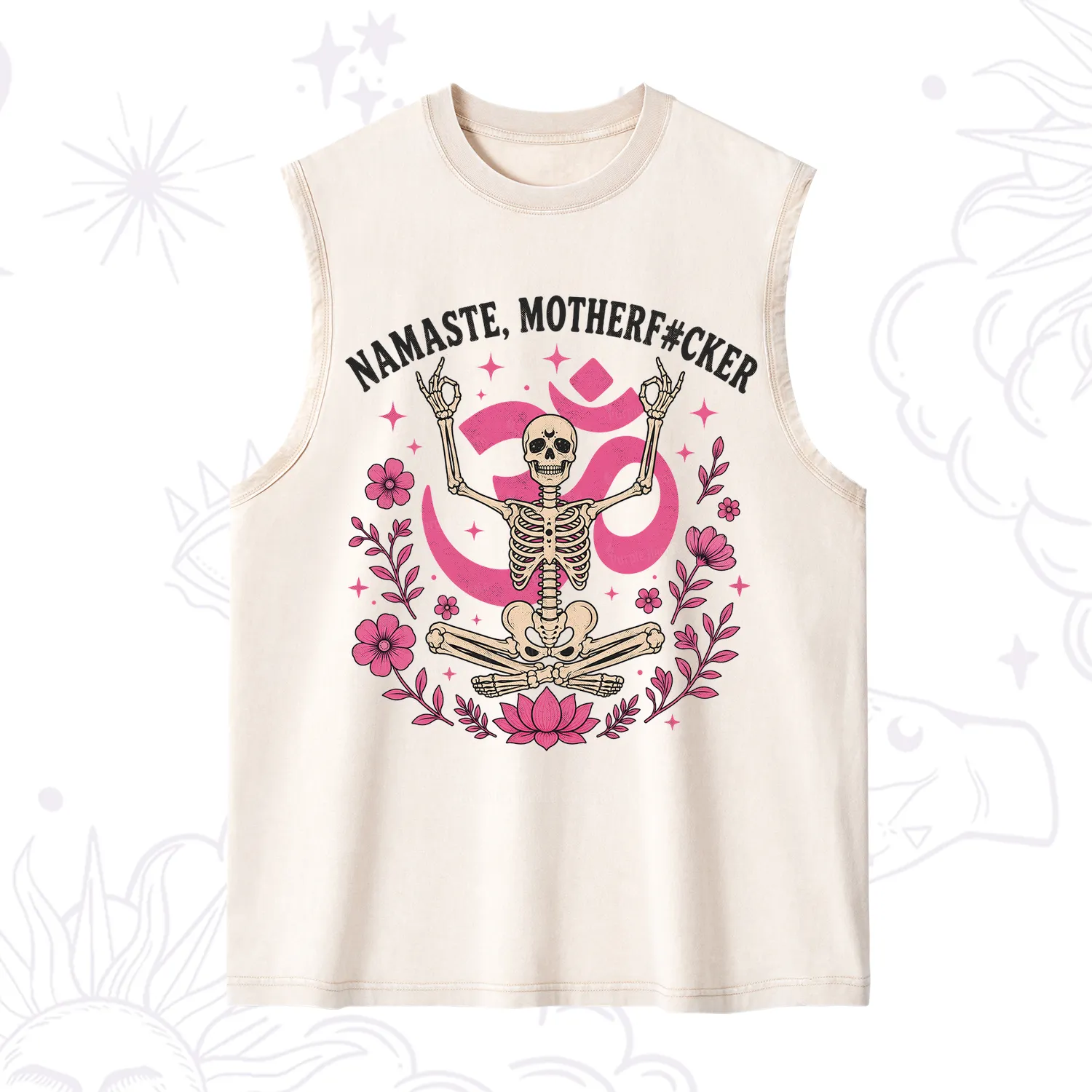 Purplehecate Namaste Motherf*cker Skeleton Washed Tank