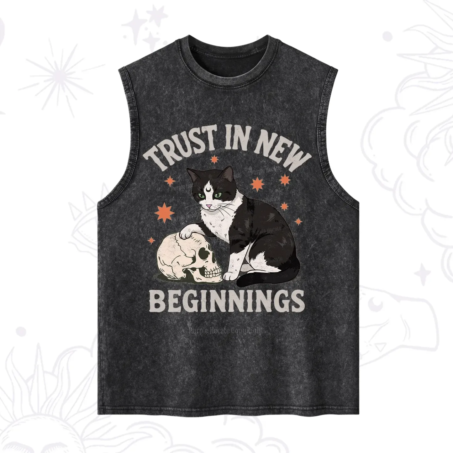 Purplehecate Trust In New Beginnings Cat Washed Tank