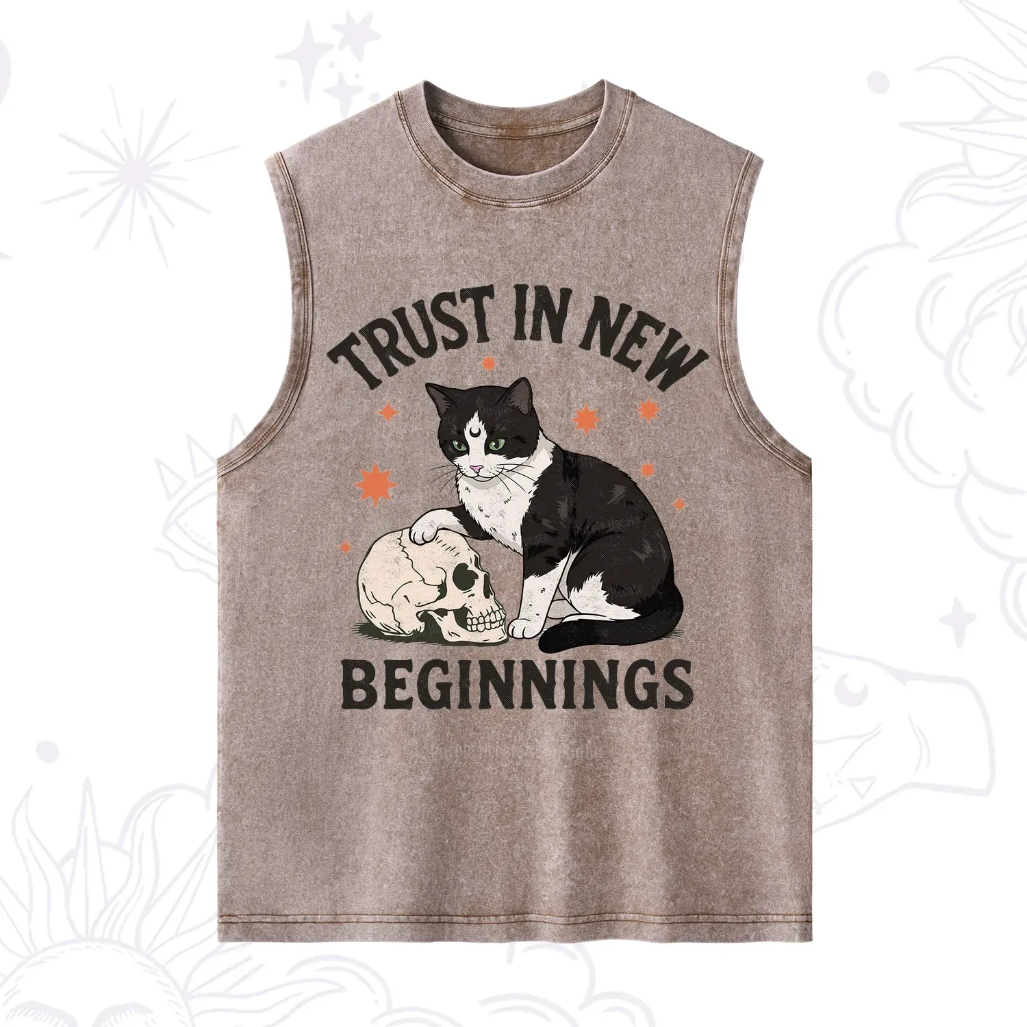 Purplehecate Trust In New Beginnings Cat Washed Tank