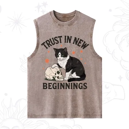 Purplehecate Trust In New Beginnings Cat Washed Tank
