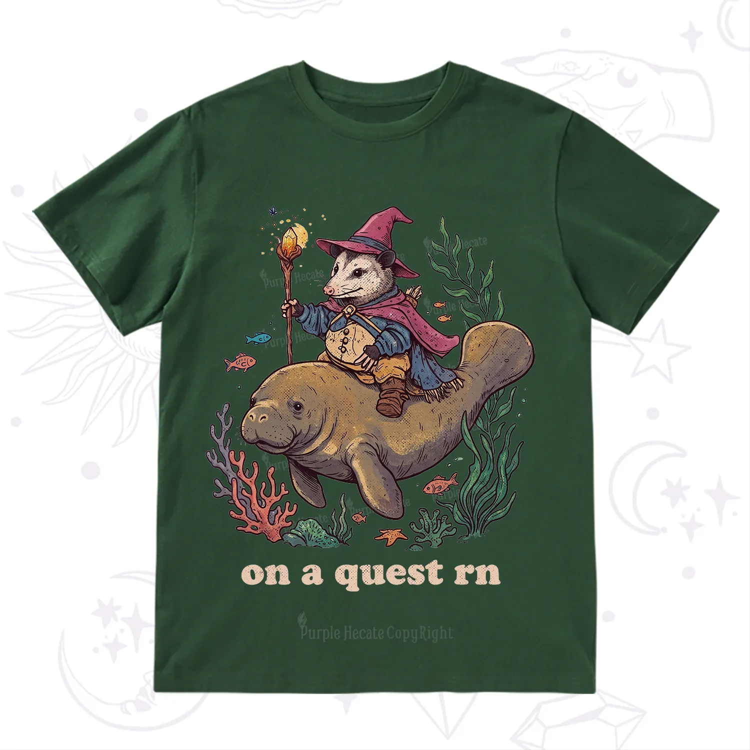 Purplehecate Opossum Wizard on Sea Quest T-Shirt