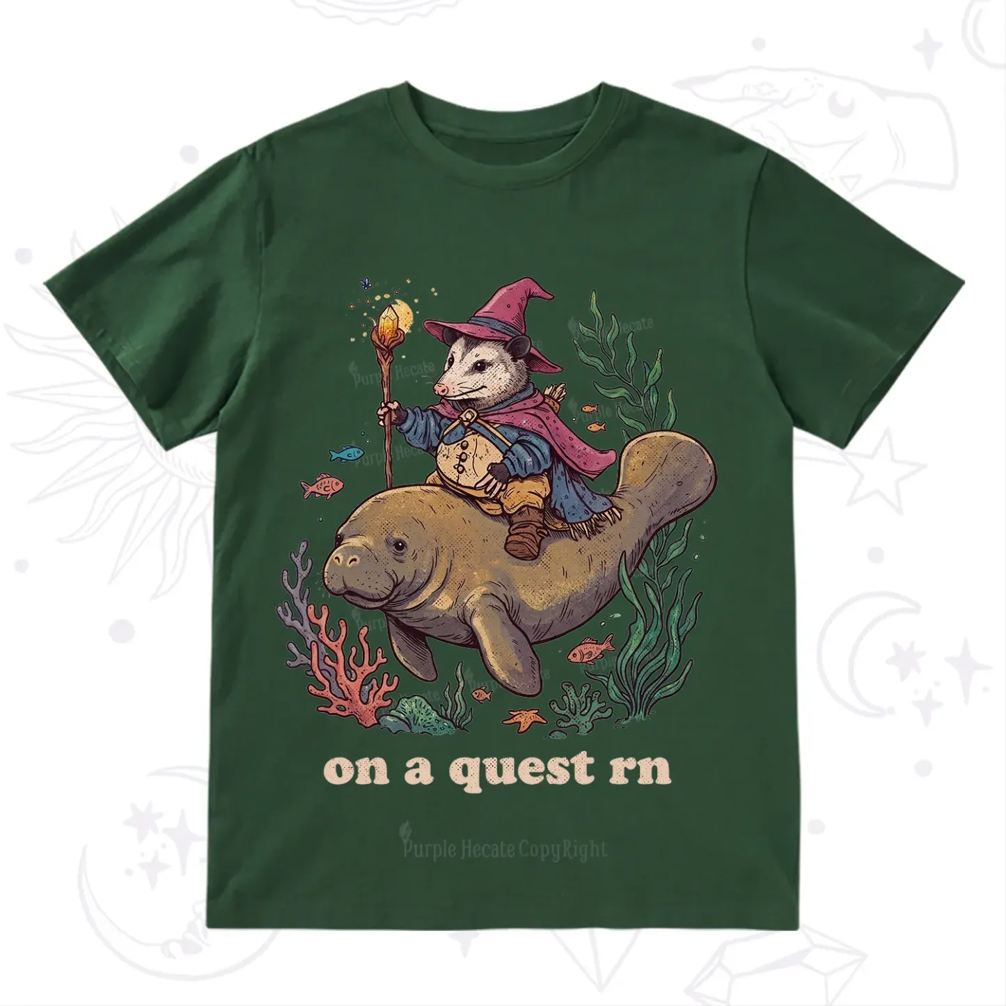 Purplehecate Opossum Wizard on Sea Quest T-Shirt