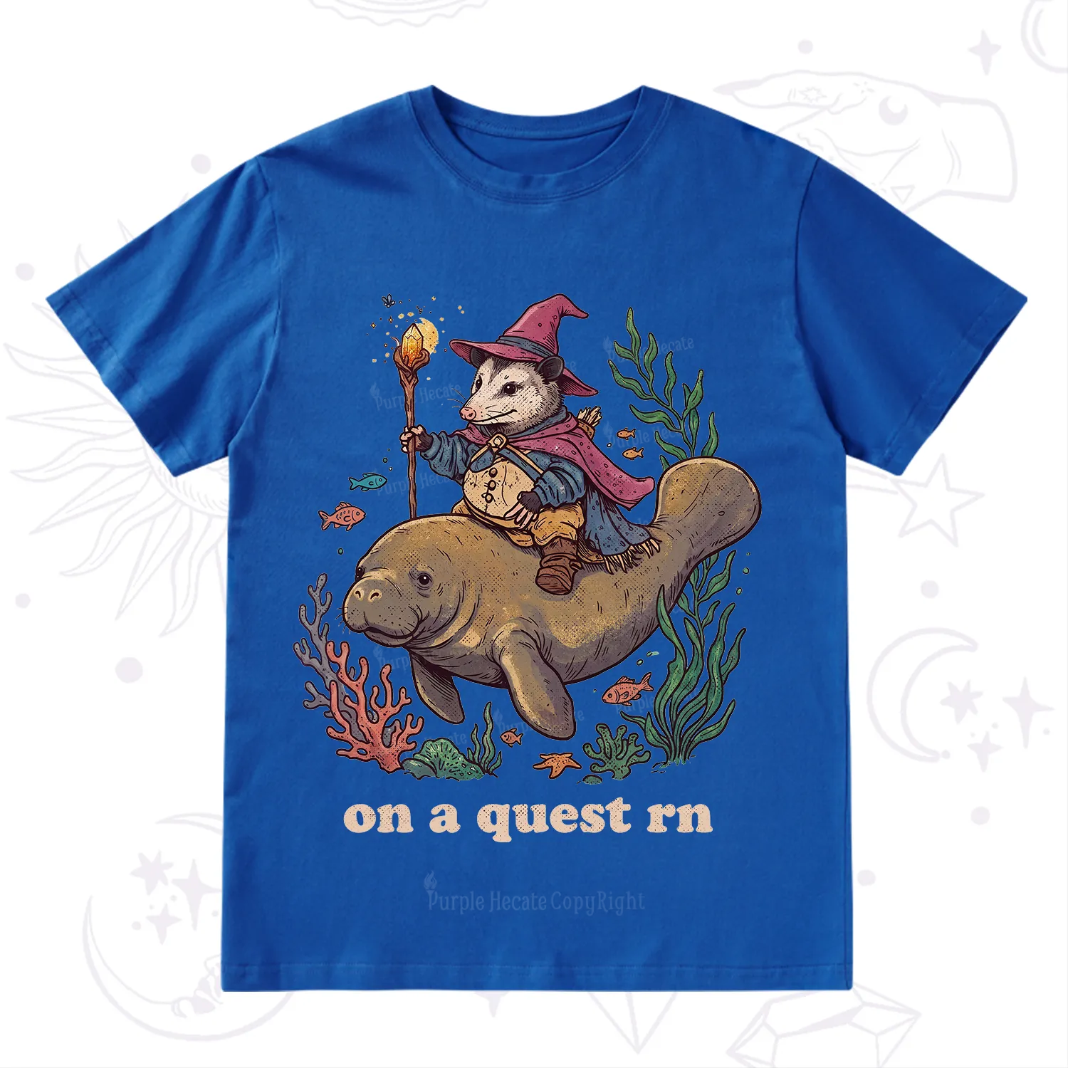 Purplehecate Opossum Wizard on Sea Quest T-Shirt