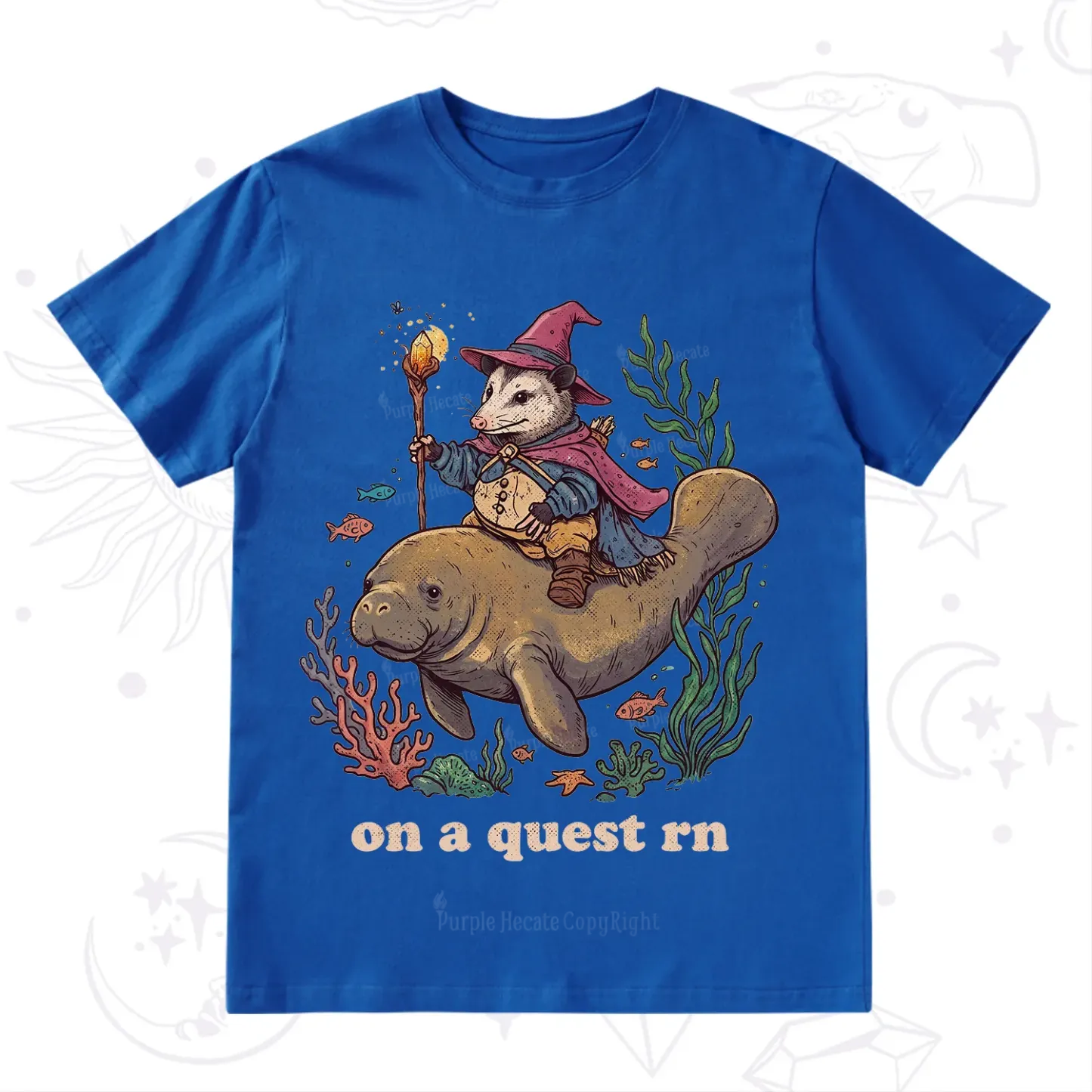 Purplehecate Opossum Wizard on Sea Quest T-Shirt
