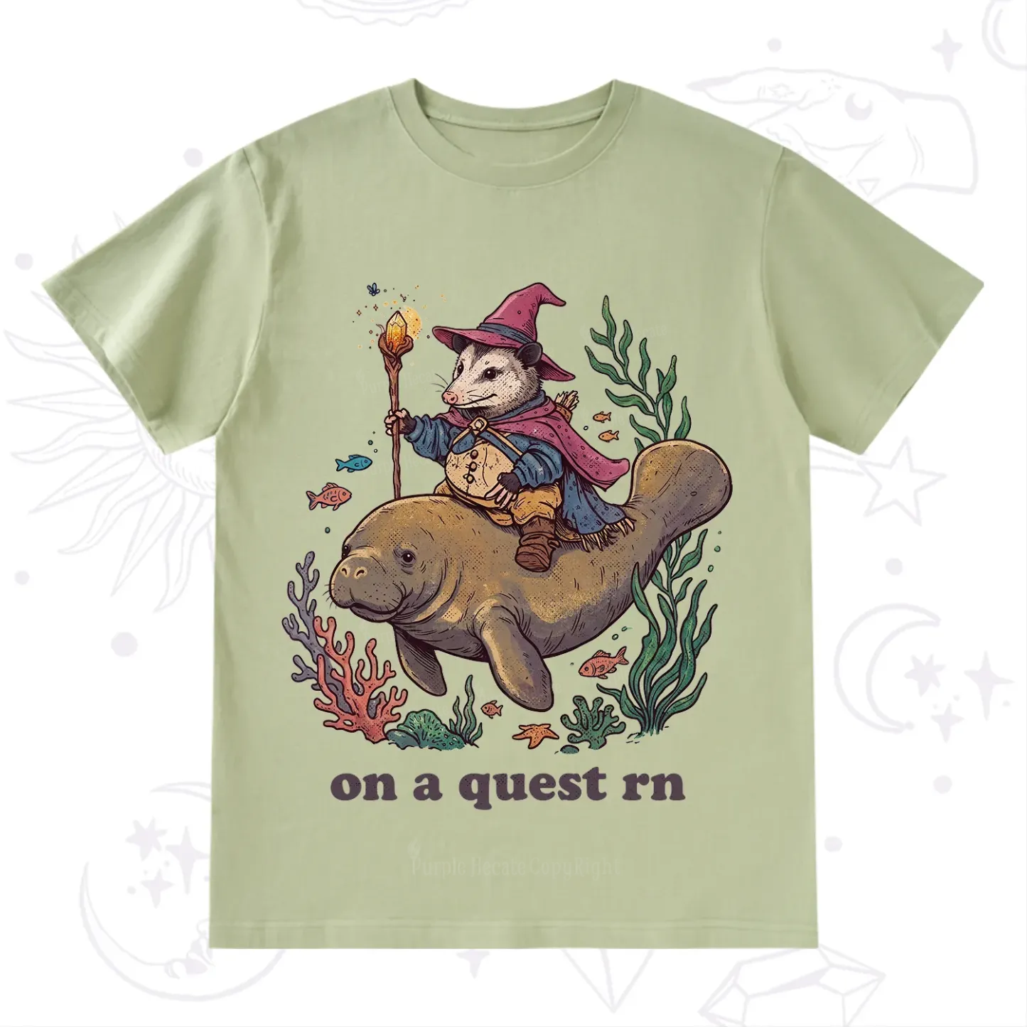 Purplehecate Opossum Wizard on Sea Quest T-Shirt
