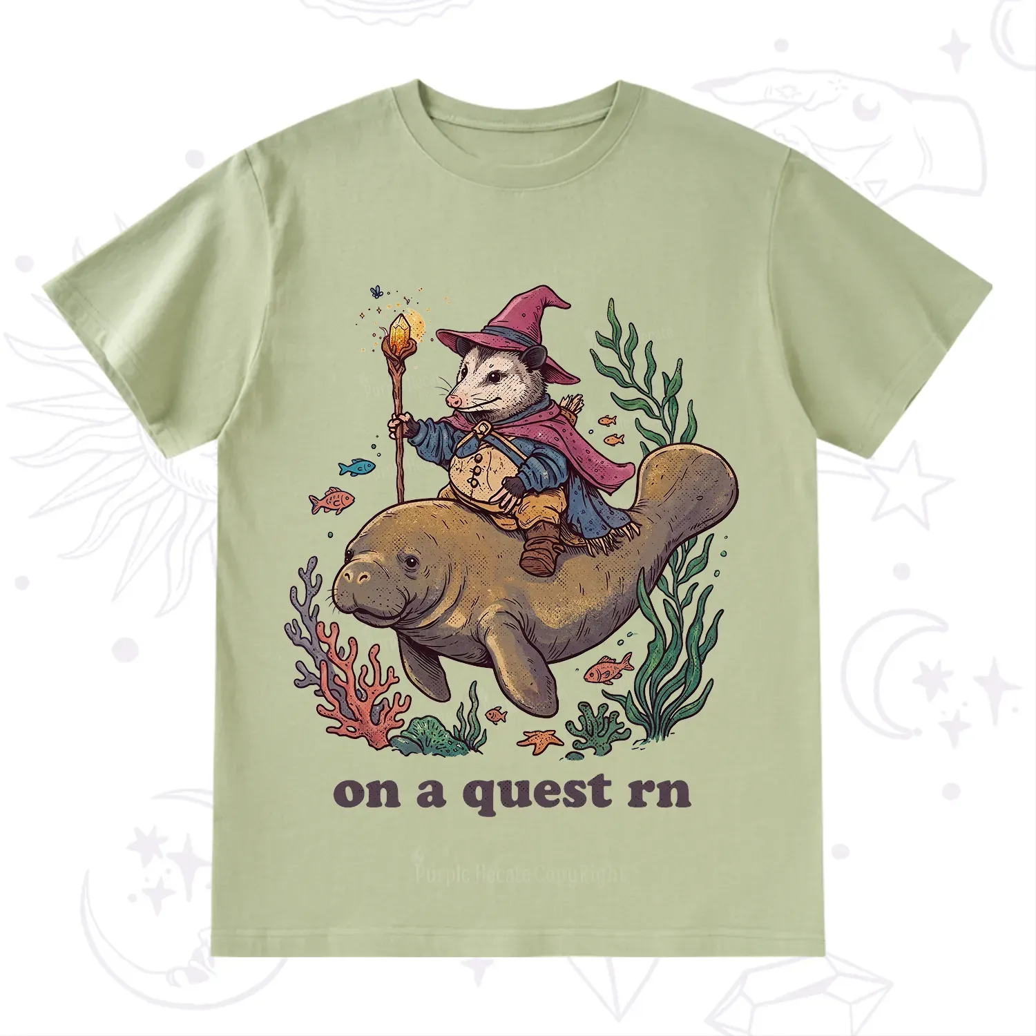 Purplehecate Opossum Wizard on Sea Quest T-Shirt