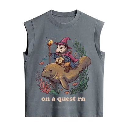 Purplehecate Opossum Wizard on Sea Quest Vintage Washed Tank