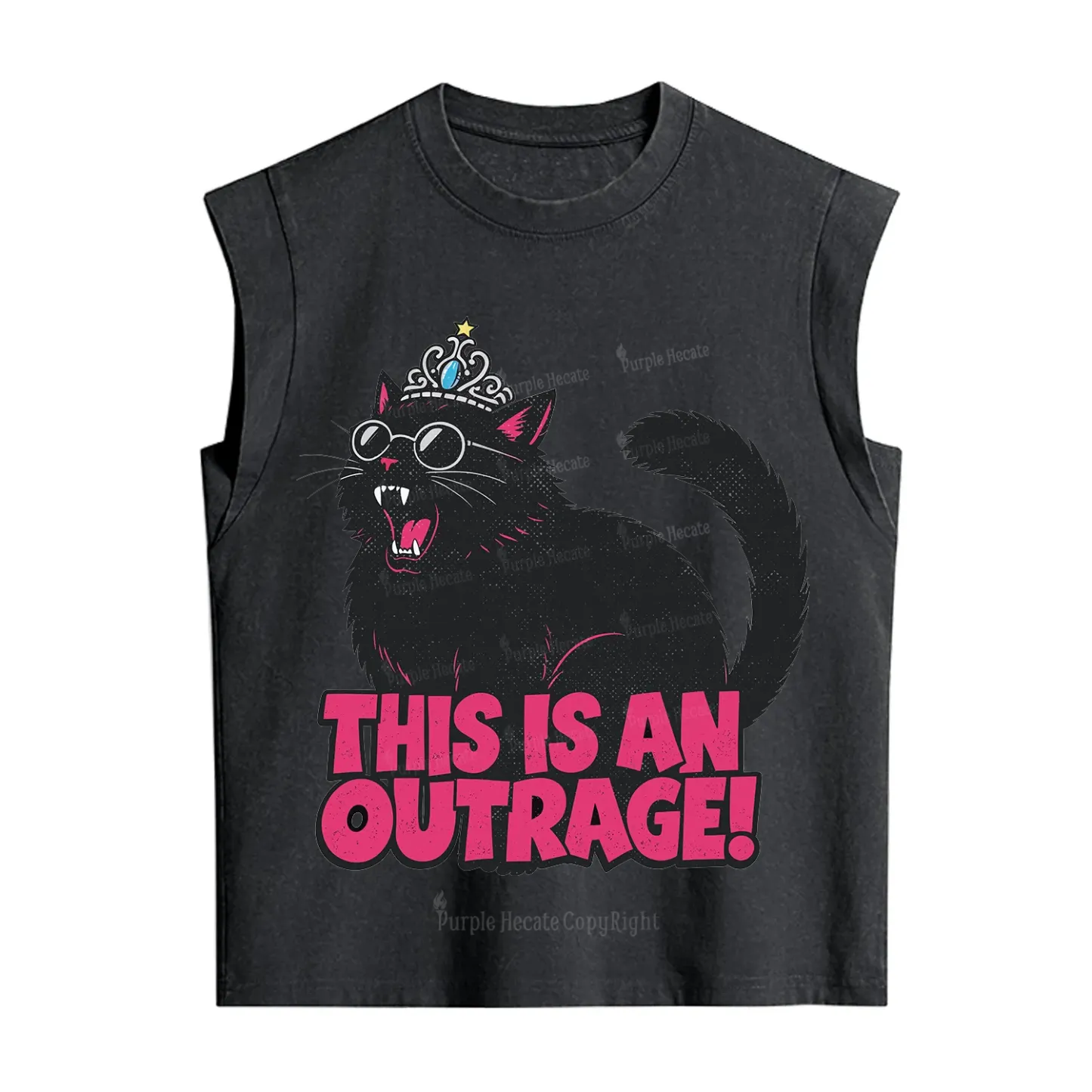 Purplehecate This is an outrage Princess Cat Vintage Washed Tank