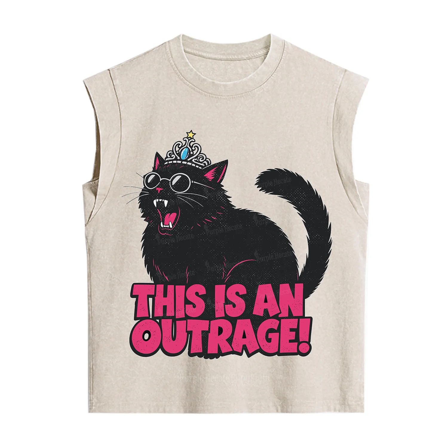 Purplehecate This is an outrage Princess Cat Vintage Washed Tank