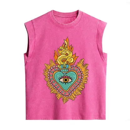 Purplehecate Rainbow Sacred Heart Vintage Washed Tank