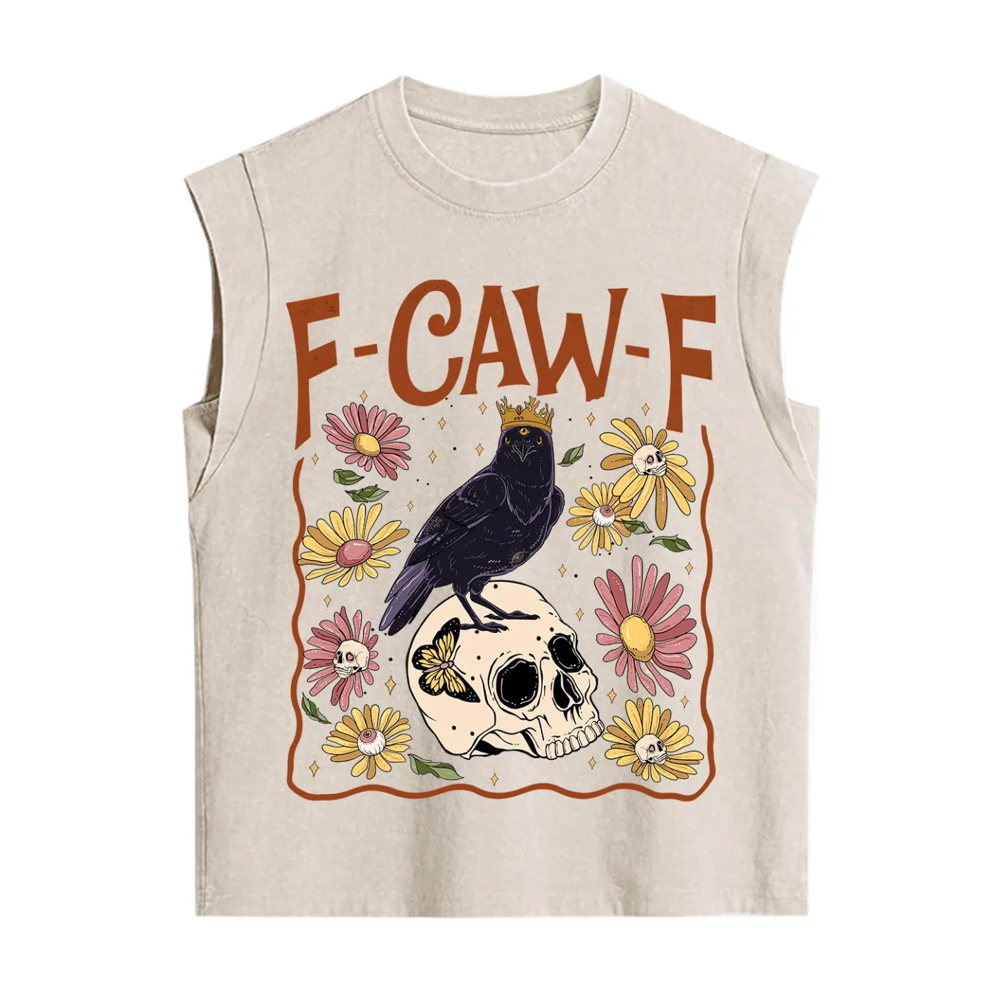 Purplehecate Funny F-Caw-F Crow Vintage Washed Tank