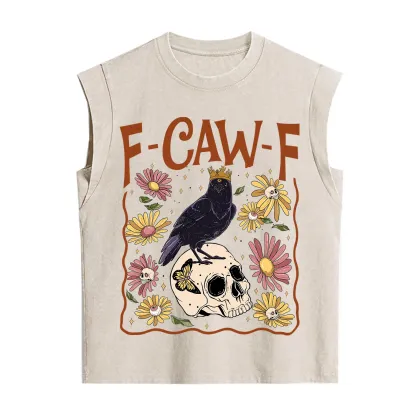 Purplehecate Funny F-Caw-F Crow Vintage Washed Tank