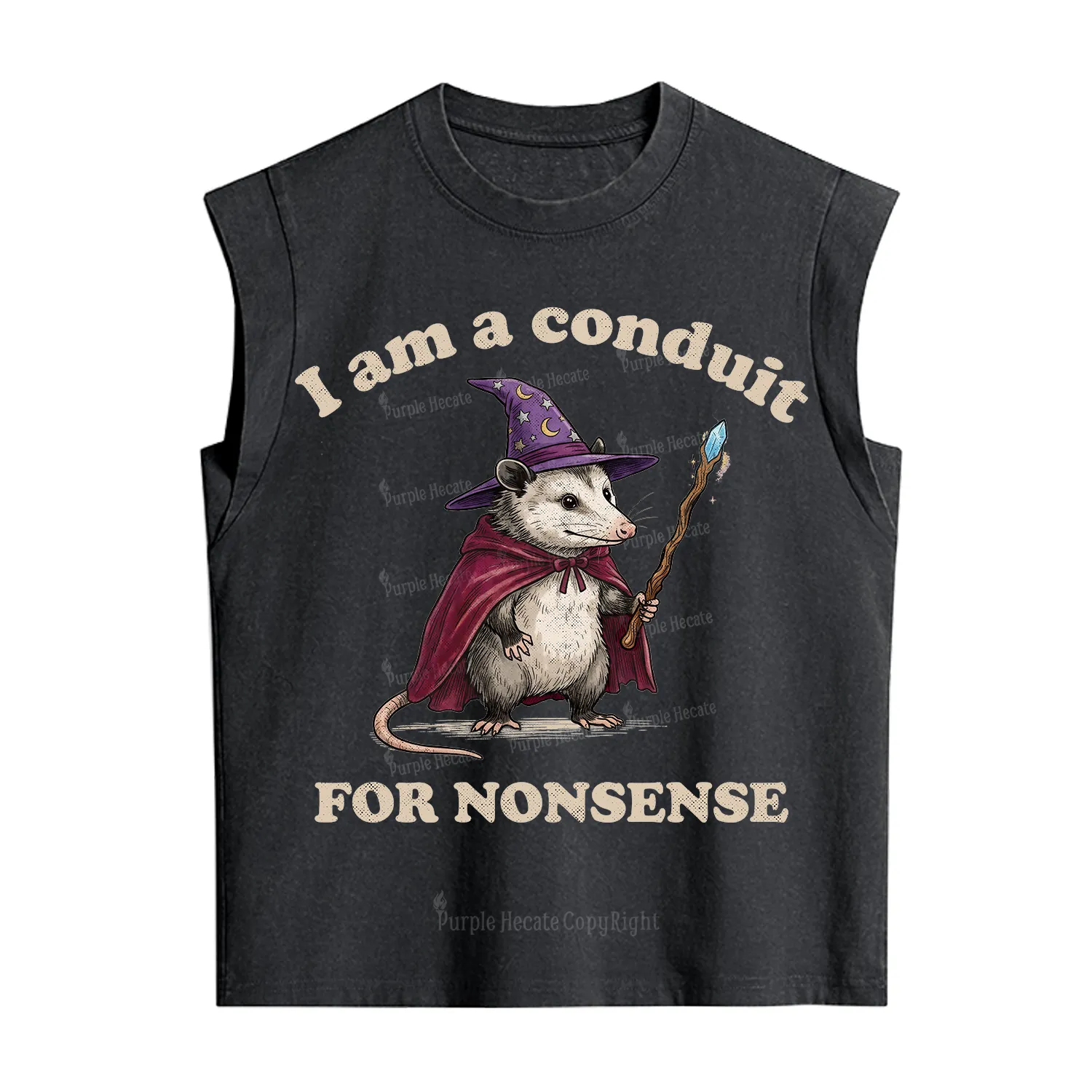 Purplehecate I Am A Conduit for Nonsense Possum Vintage Washed Tank