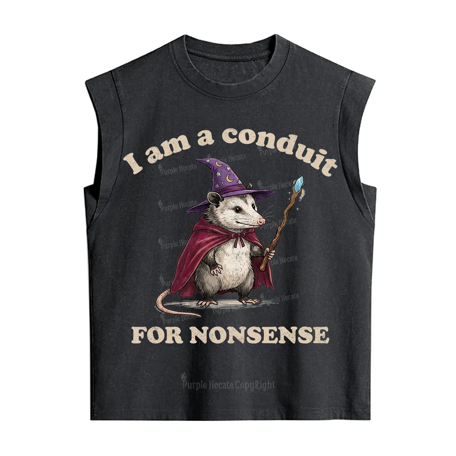 Purplehecate I Am A Conduit for Nonsense Possum Vintage Washed Tank