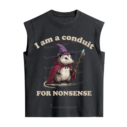 Purplehecate I Am A Conduit for Nonsense Possum Vintage Washed Tank
