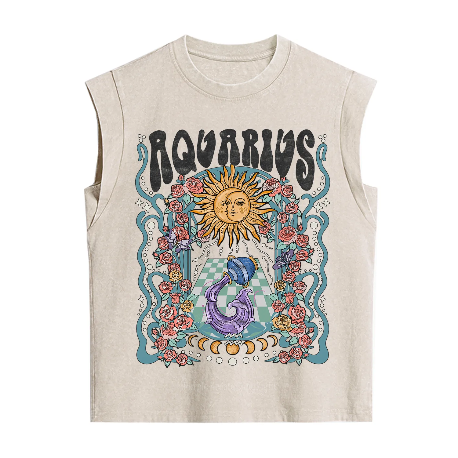 Purplehecate Aquarius Spirit Zodiac Vintage Washed Tank