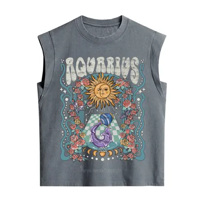 Purplehecate Aquarius Spirit Zodiac Vintage Washed Tank