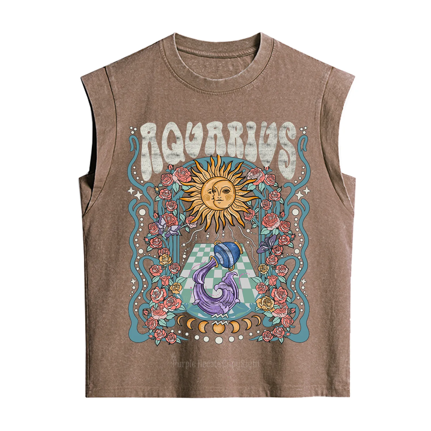 Purplehecate Aquarius Spirit Zodiac Vintage Washed Tank