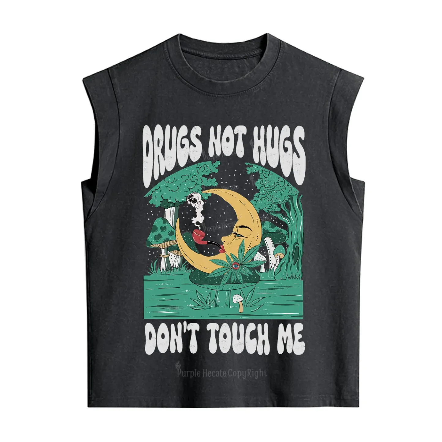 Purplehecate Drugs Not Hugs Don't Touch Me Vintage Washed Tank