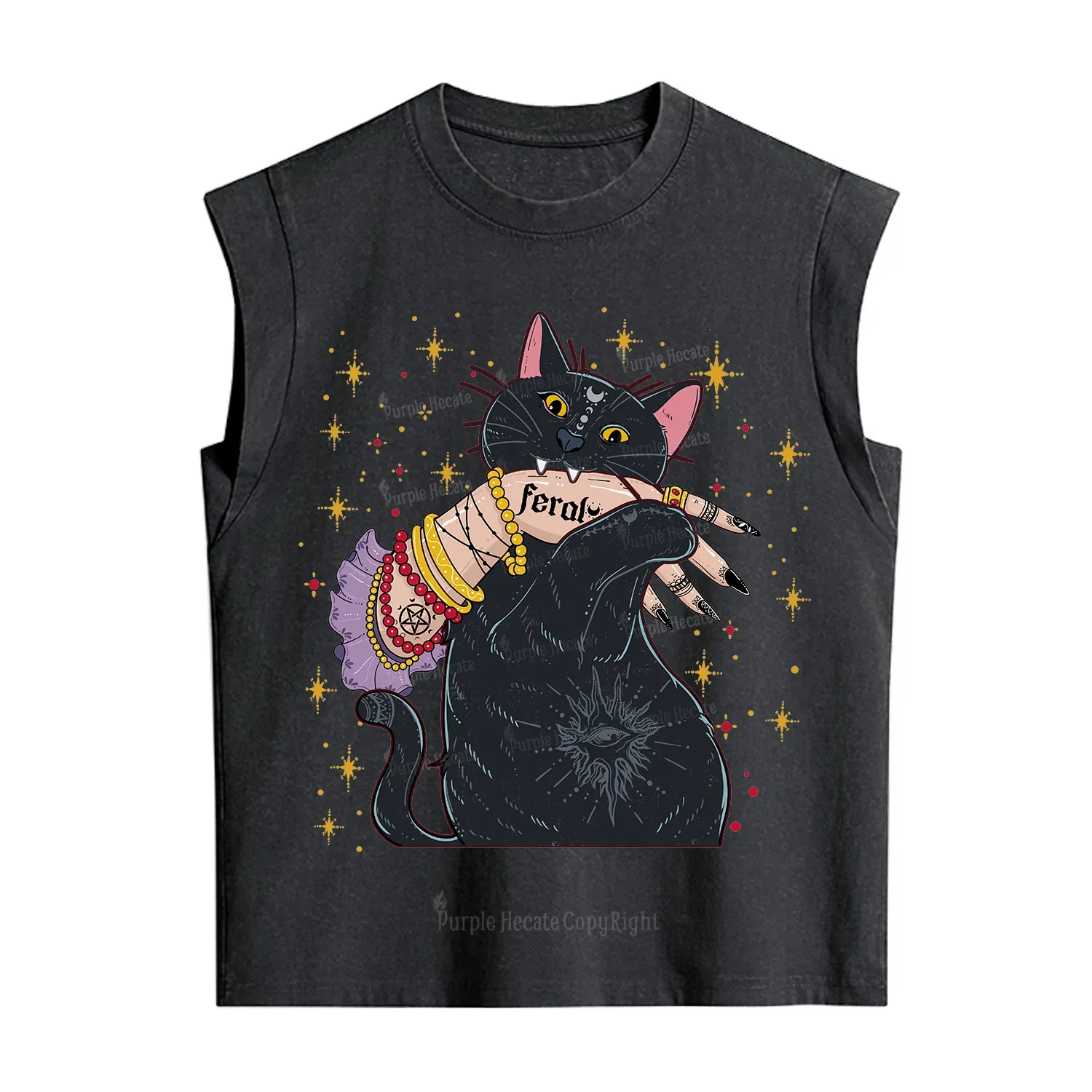 Purplehecate Feral Cat Vintage Washed Tank