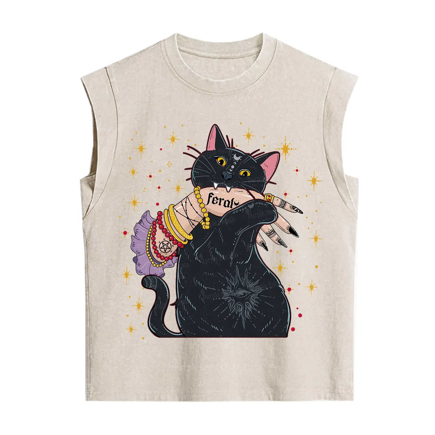 Purplehecate Feral Cat Vintage Washed Tank