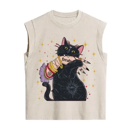 Purplehecate Feral Cat Vintage Washed Tank
