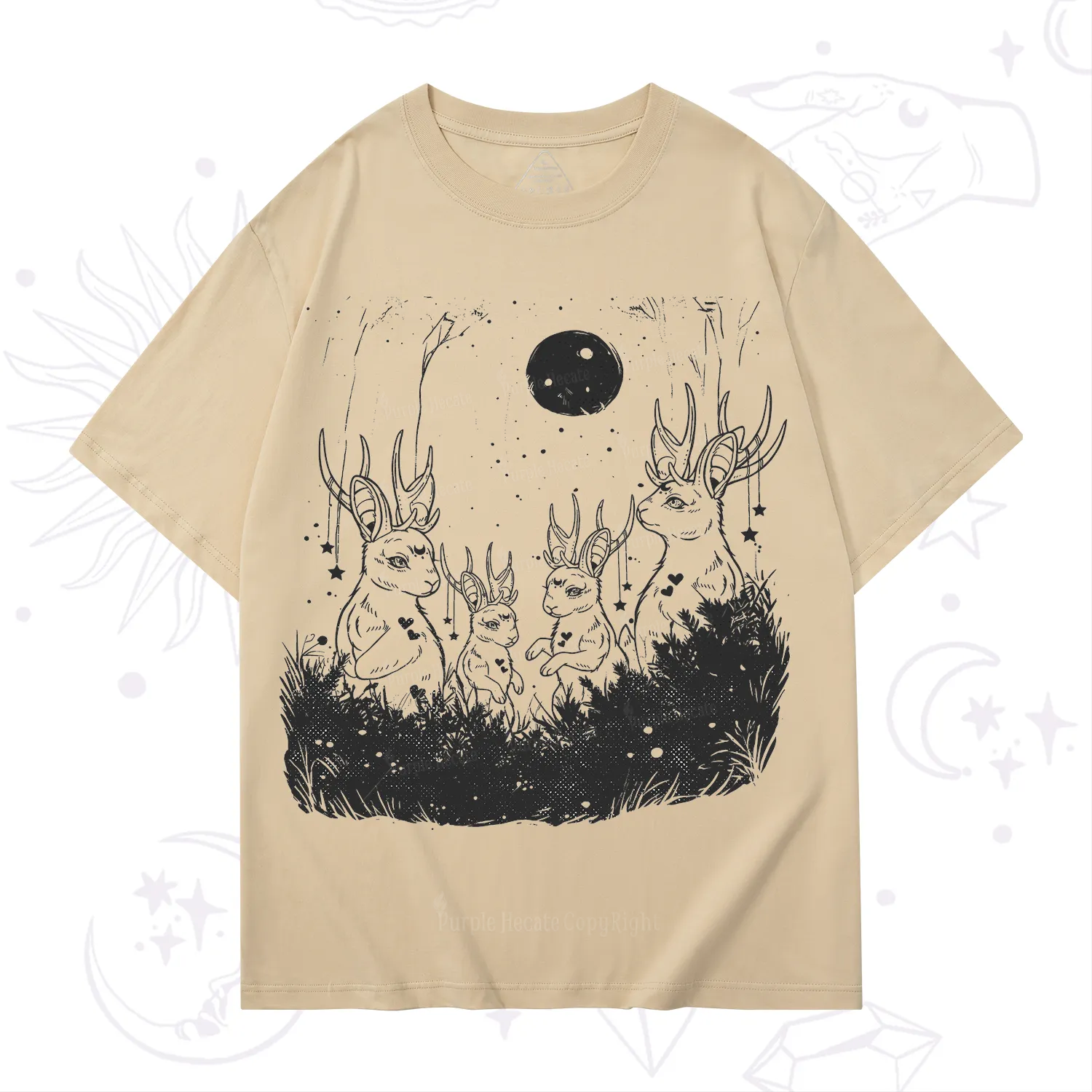 Purplehecate Moonlit Antler Bunny T-Shirt