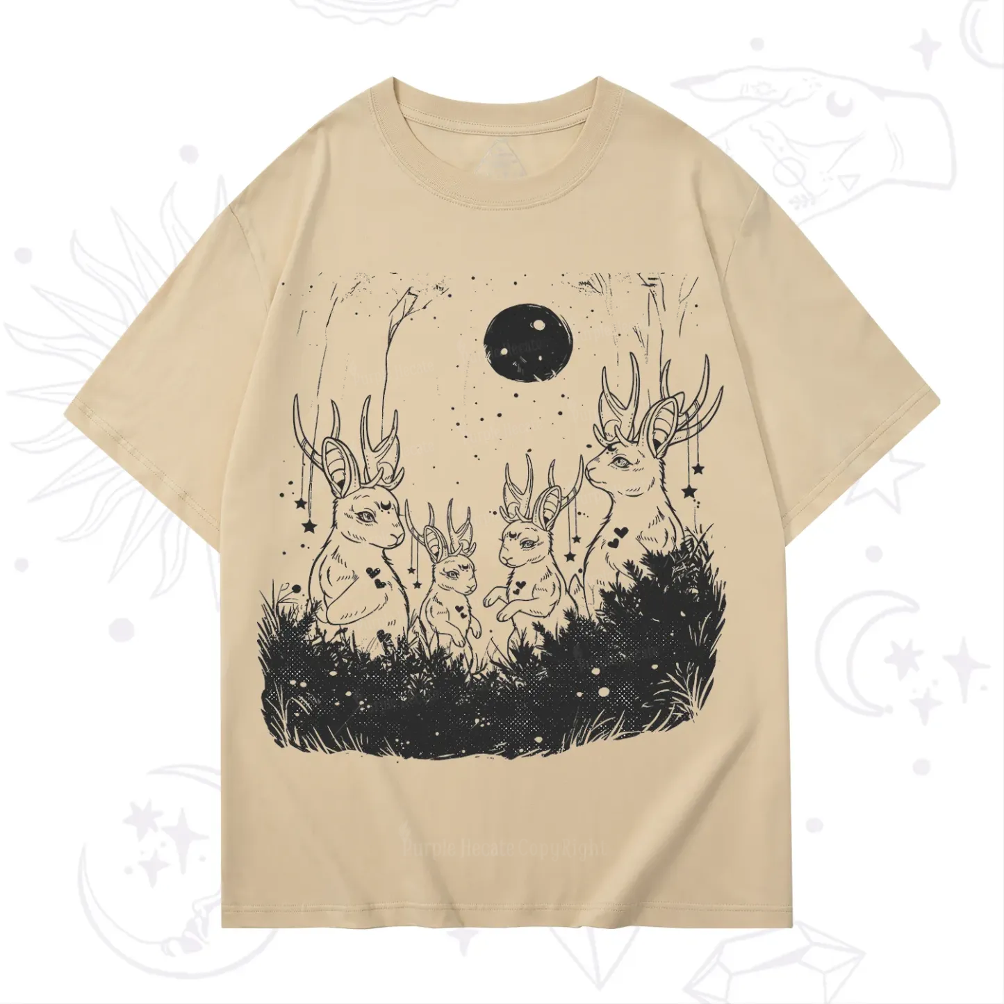 Purplehecate Moonlit Antler Bunny T-Shirt