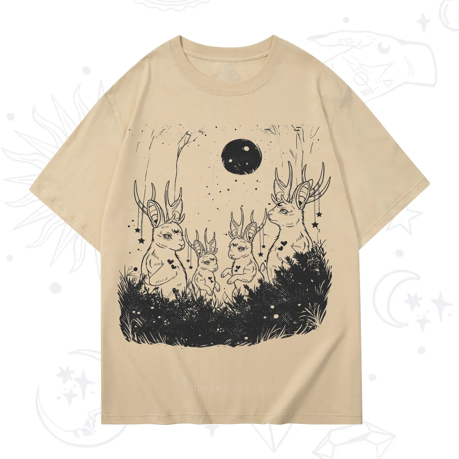 Purplehecate Moonlit Antler Bunny T-Shirt