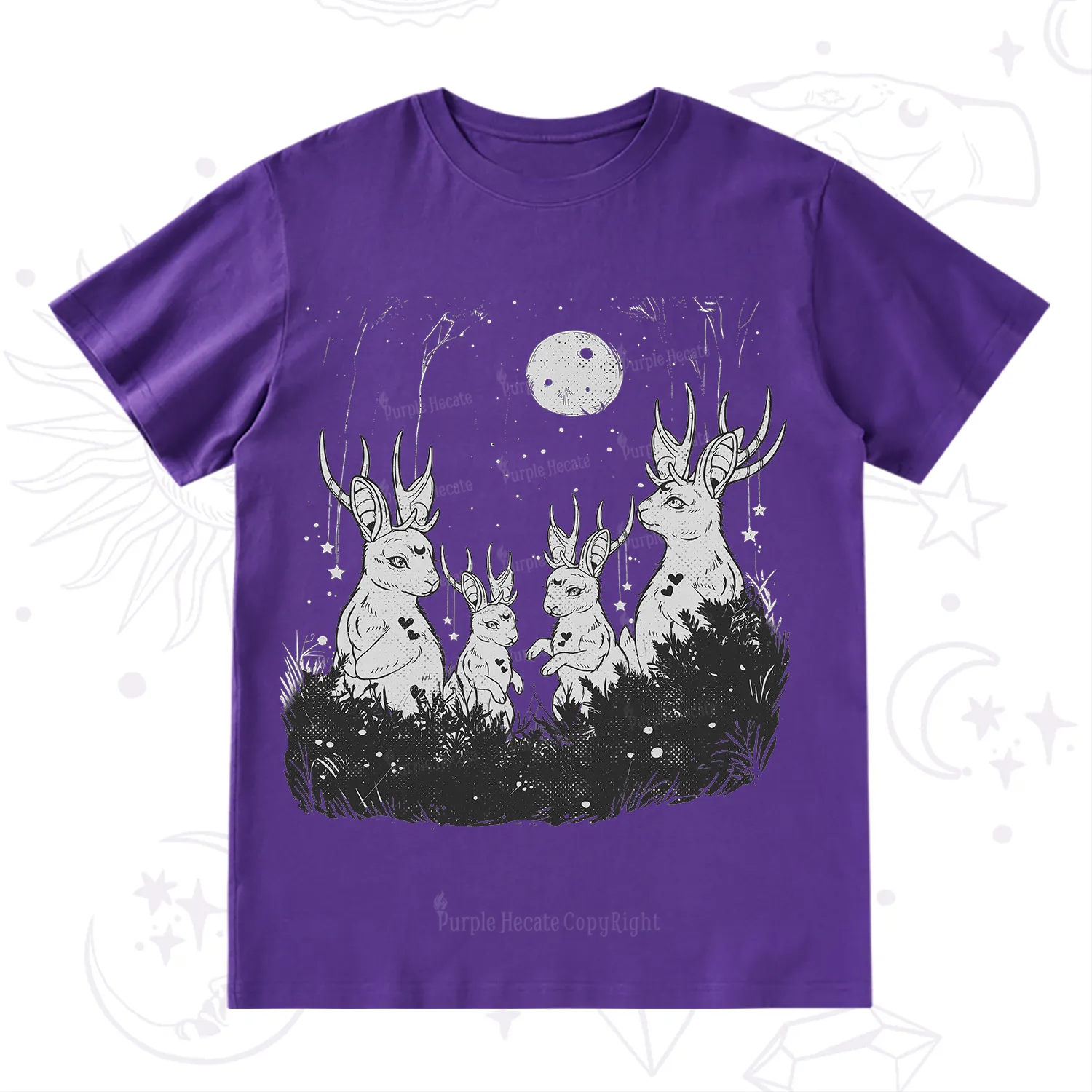 Purplehecate Moonlit Antler Bunny T-Shirt