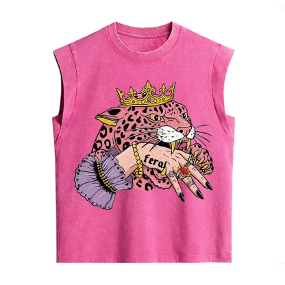 Purplehecate Feral Queen Pink Leopard Vintage Washed Tank