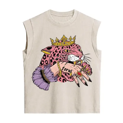 Purplehecate Feral Queen Pink Leopard Vintage Washed Tank