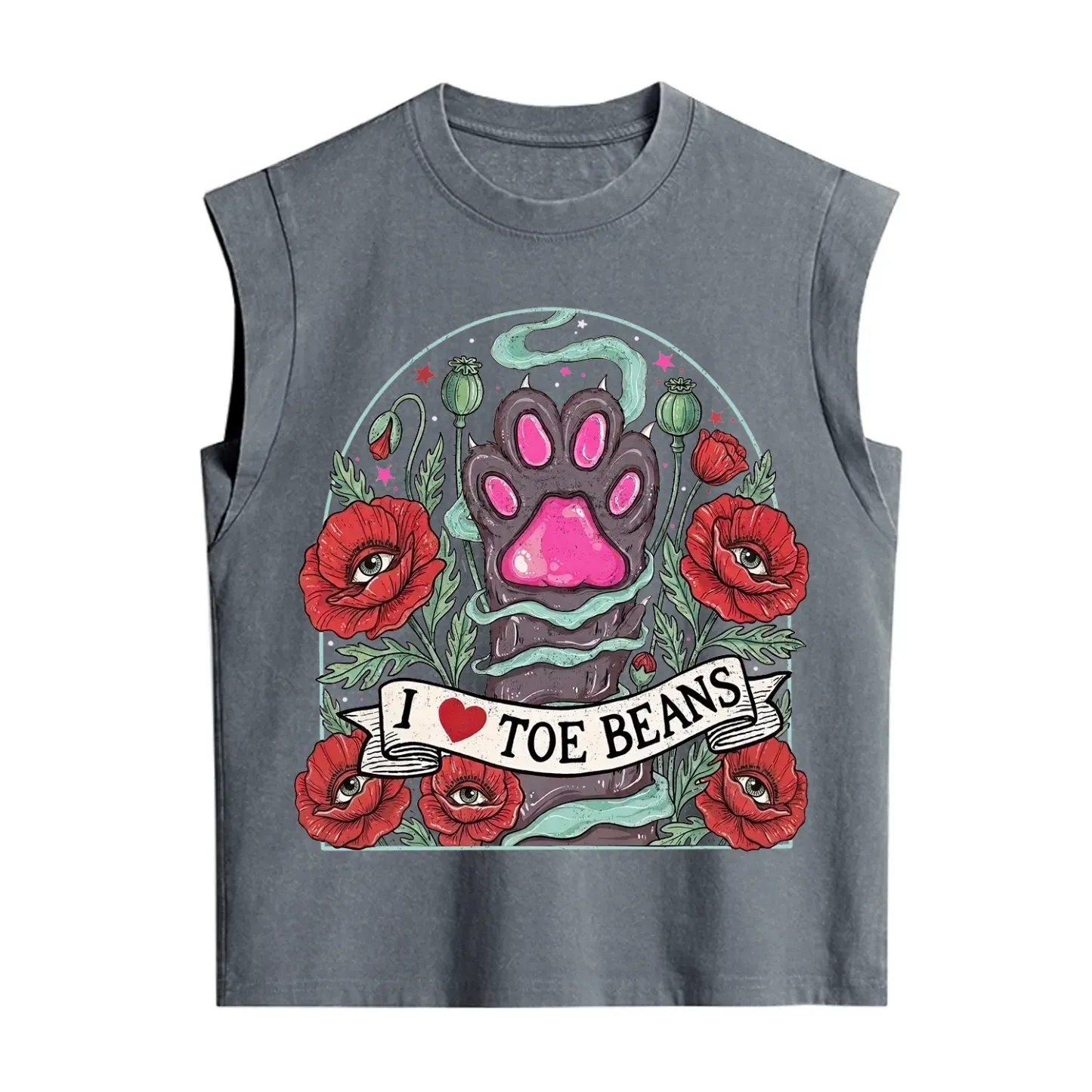 Purplehecate Toe Beans Lover Paw Vintage Washed Tank