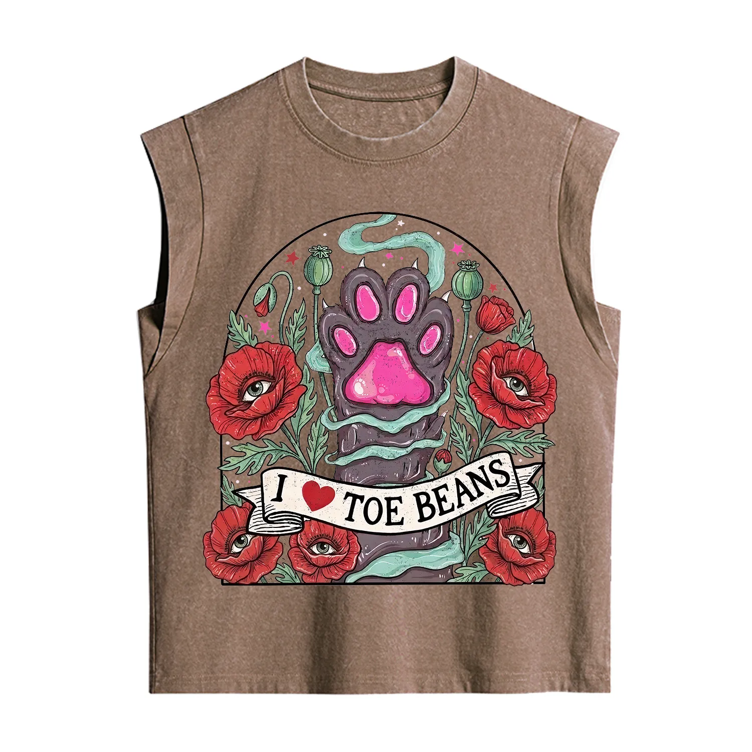 Purplehecate Toe Beans Lover Paw Vintage Washed Tank