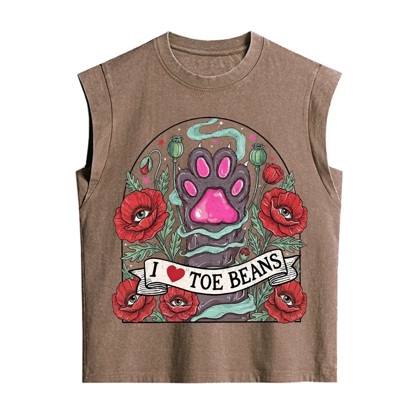 Purplehecate Toe Beans Lover Paw Vintage Washed Tank