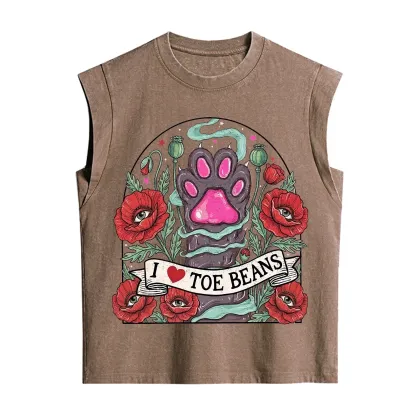 Purplehecate Toe Beans Lover Paw Vintage Washed Tank