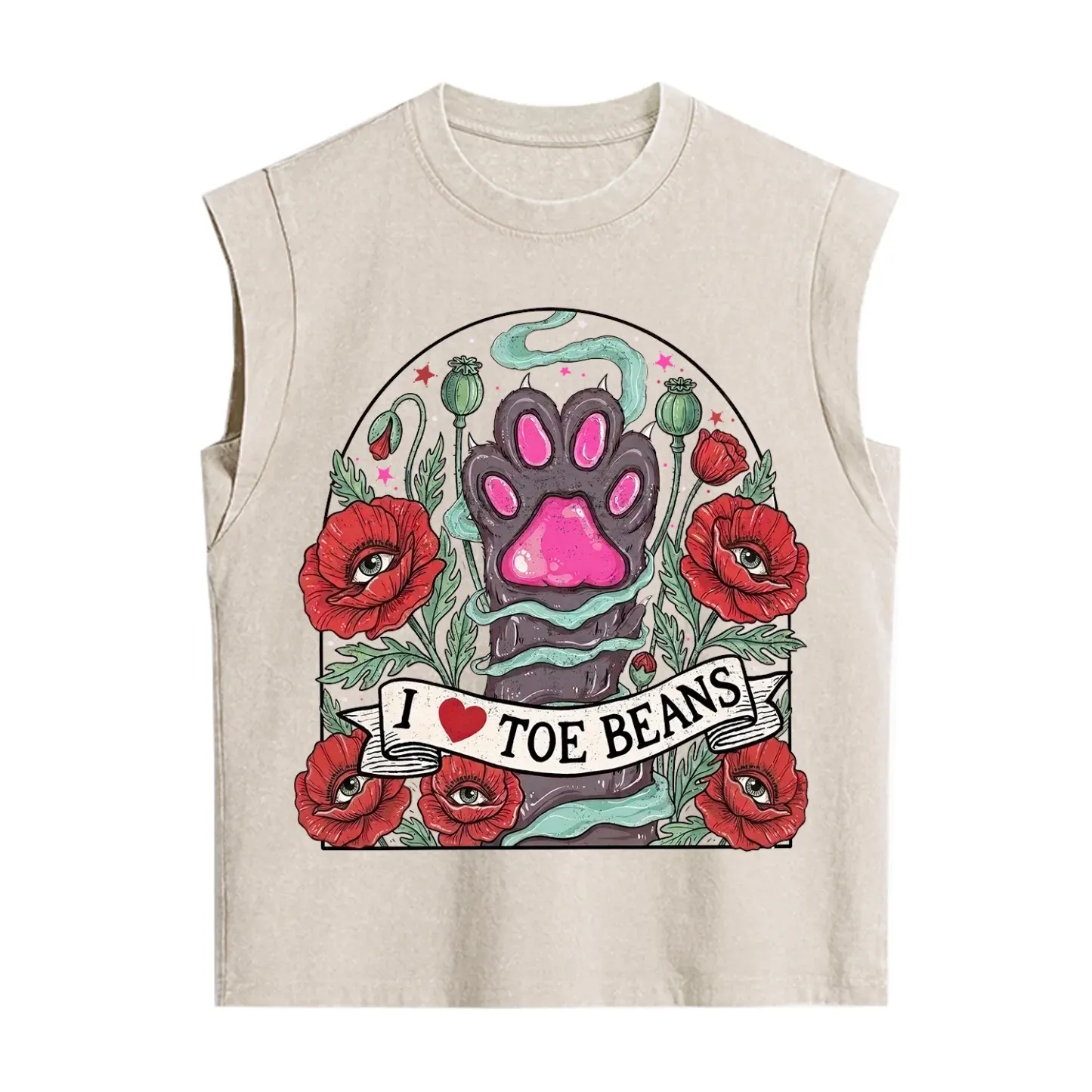 Purplehecate Toe Beans Lover Paw Vintage Washed Tank