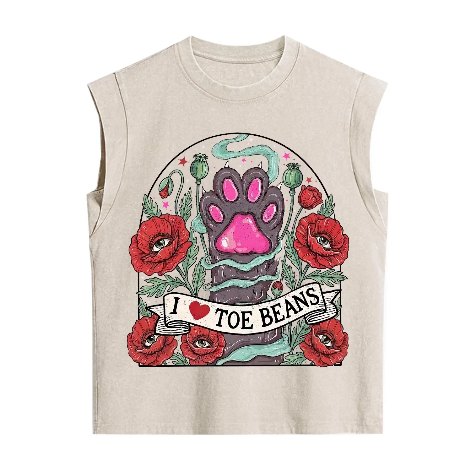 Purplehecate Toe Beans Lover Paw Vintage Washed Tank