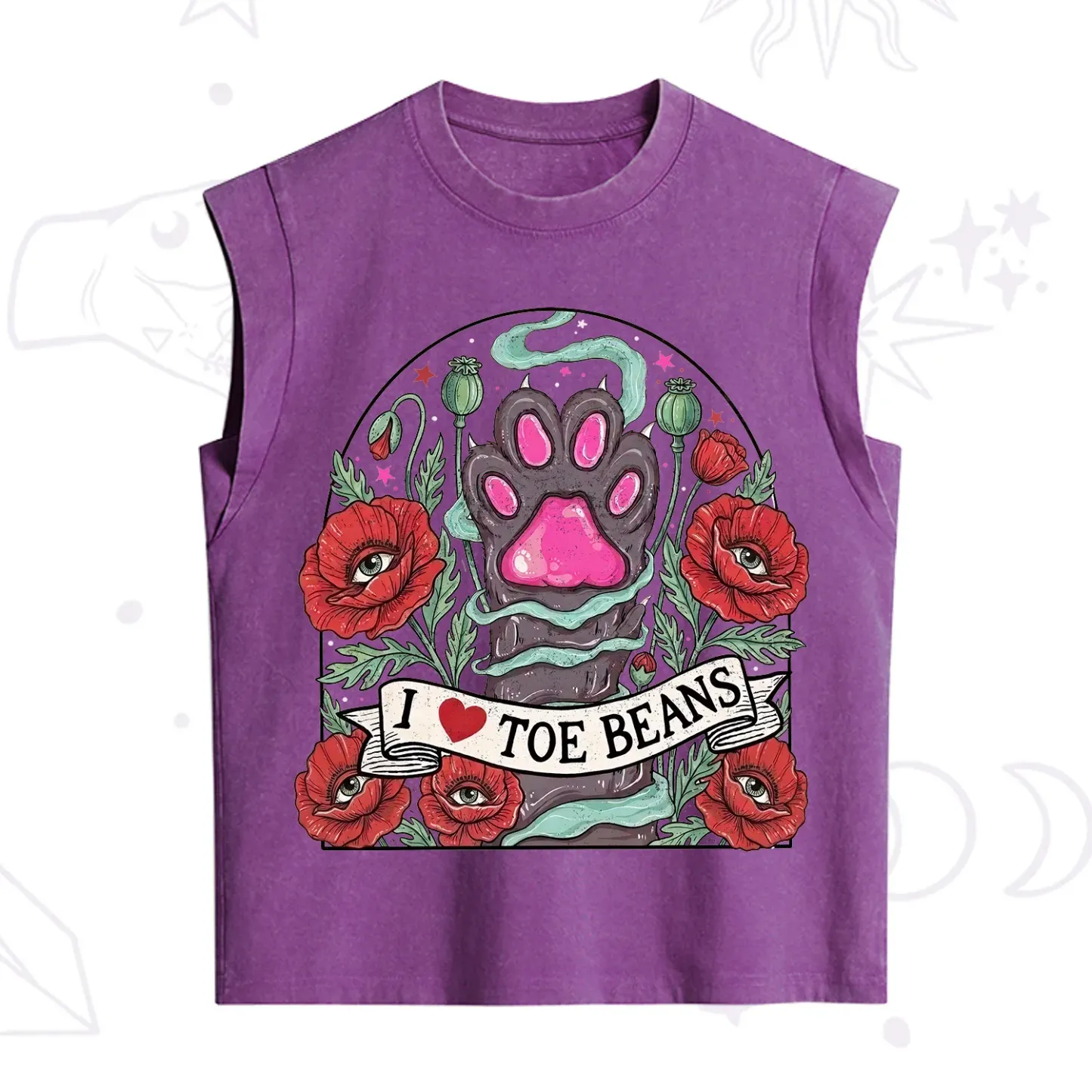 Purplehecate Toe Beans Lover Paw Vintage Washed Tank