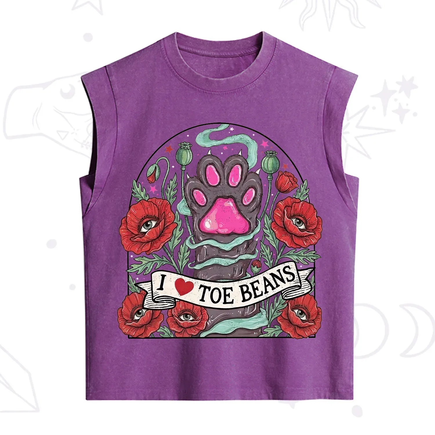 Purplehecate Toe Beans Lover Paw Vintage Washed Tank