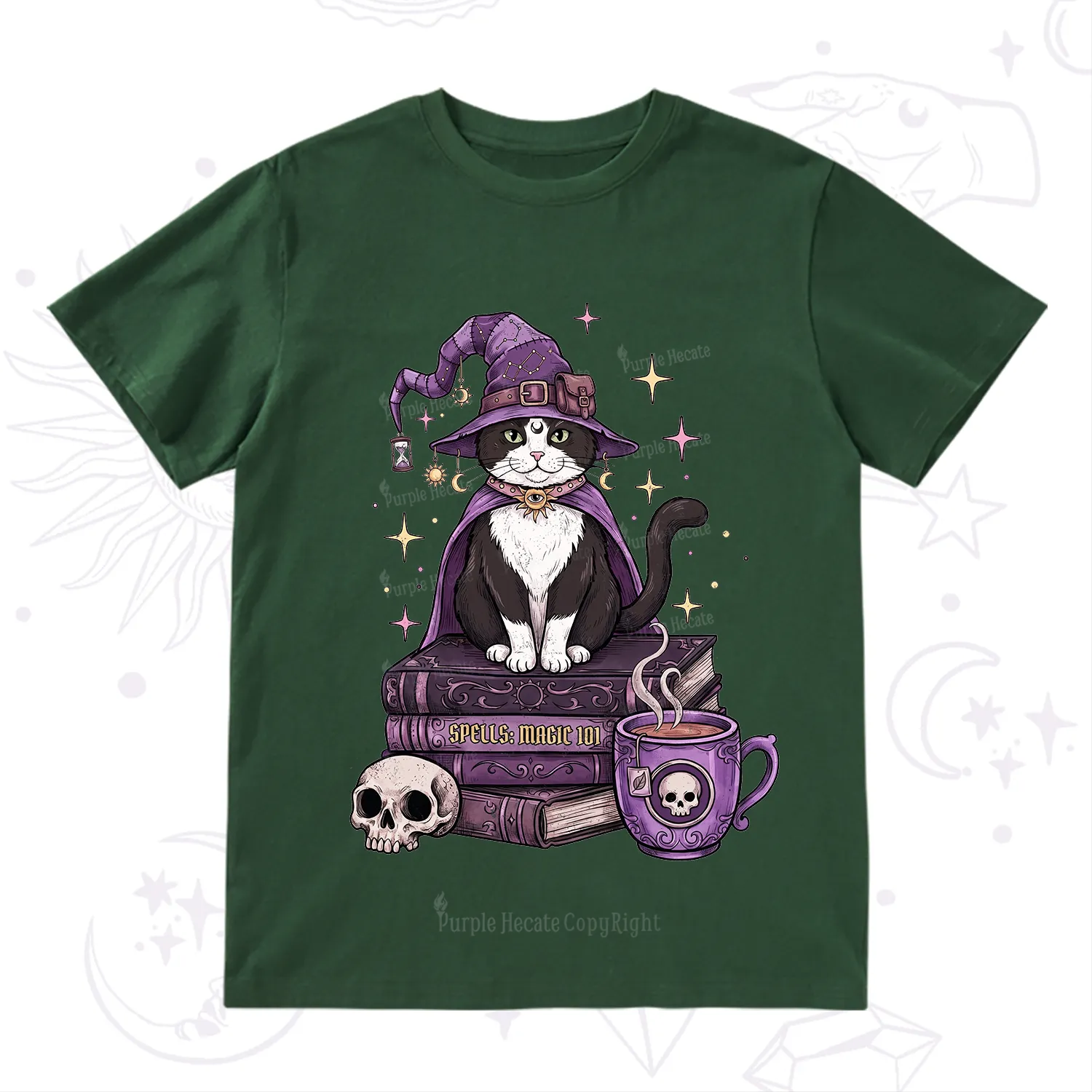 Purplehecate Witchy Cat Spell Books T-Shirt