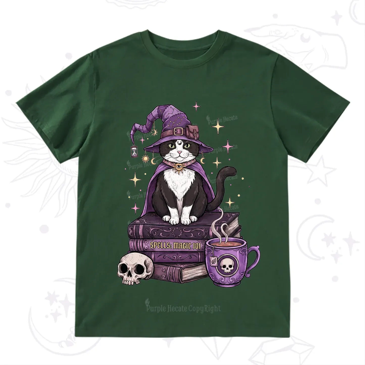 Purplehecate Witchy Cat Spell Books T-Shirt