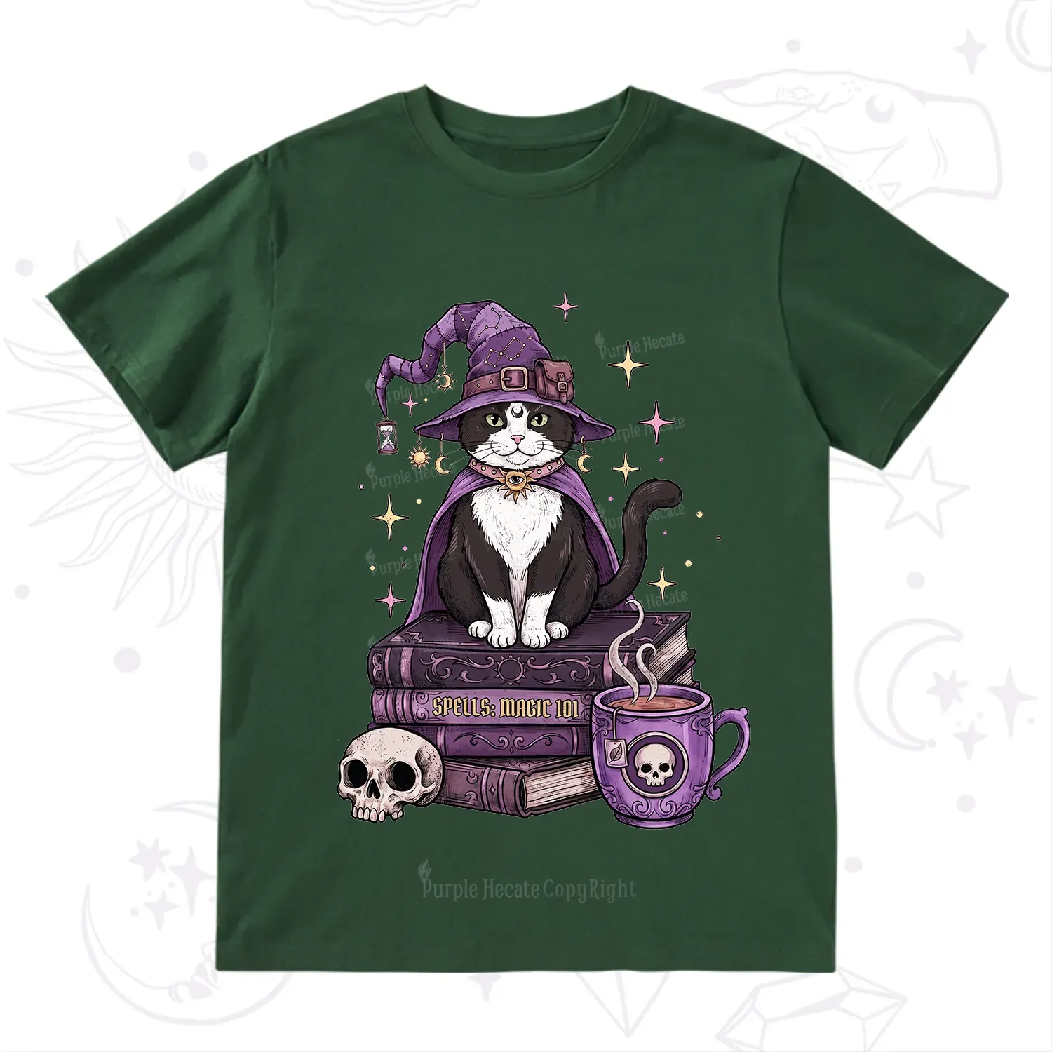 Purplehecate Witchy Cat Spell Books T-Shirt