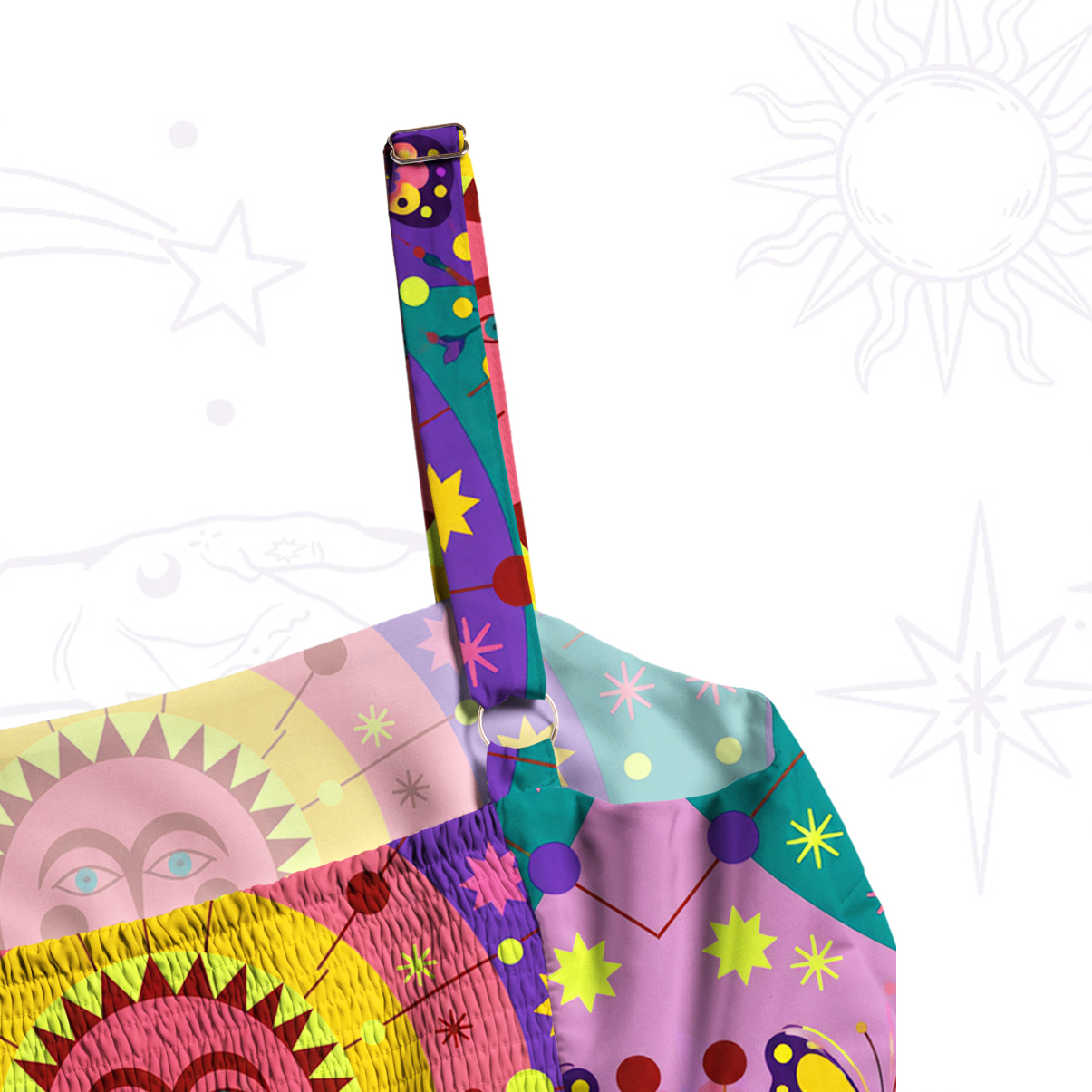 Purplehecate Psychedelic Sunshine Garden Wide Straps Maxi Dress