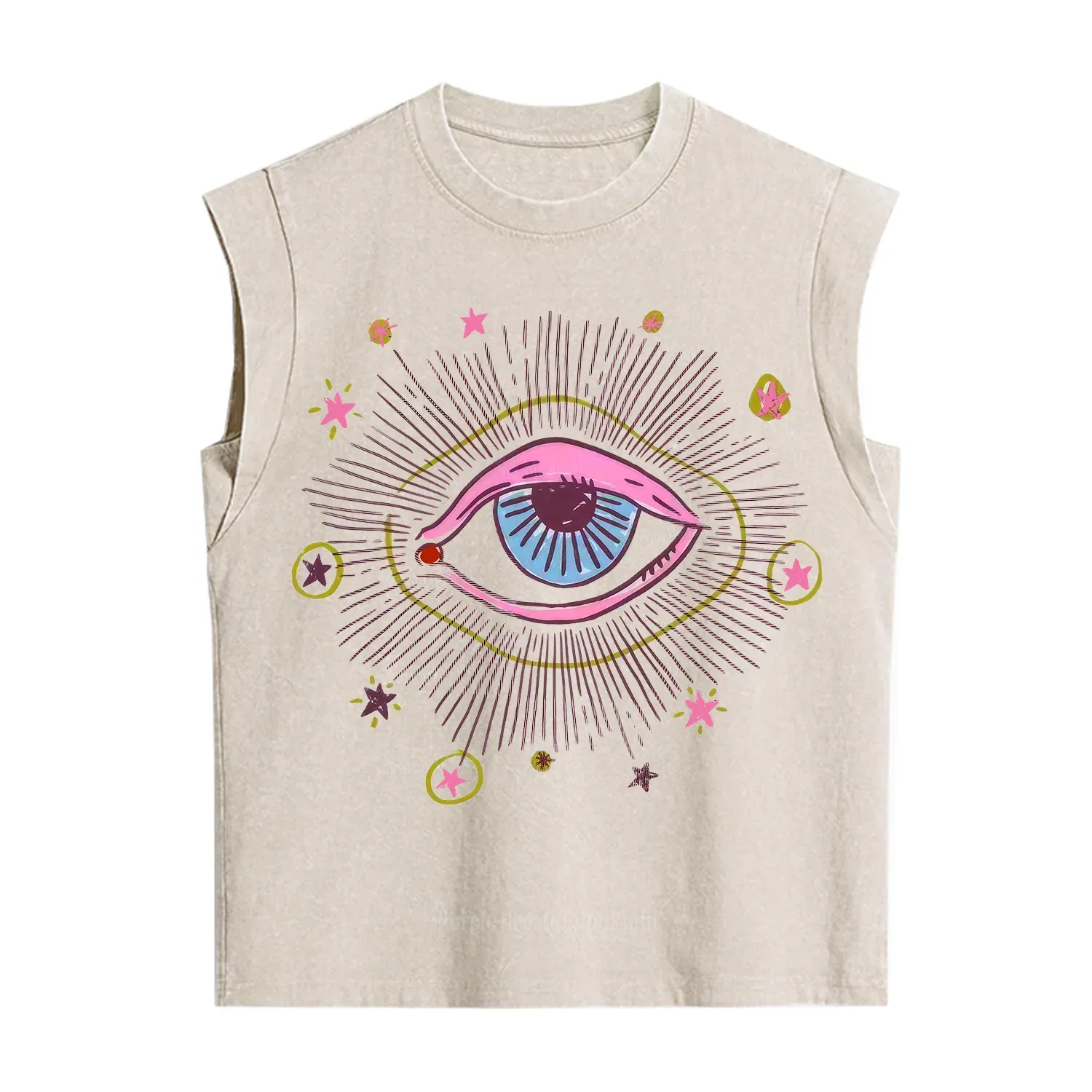 Purplehecate Mystic Gaze Evil Eye Protection Vintage Washed Tank