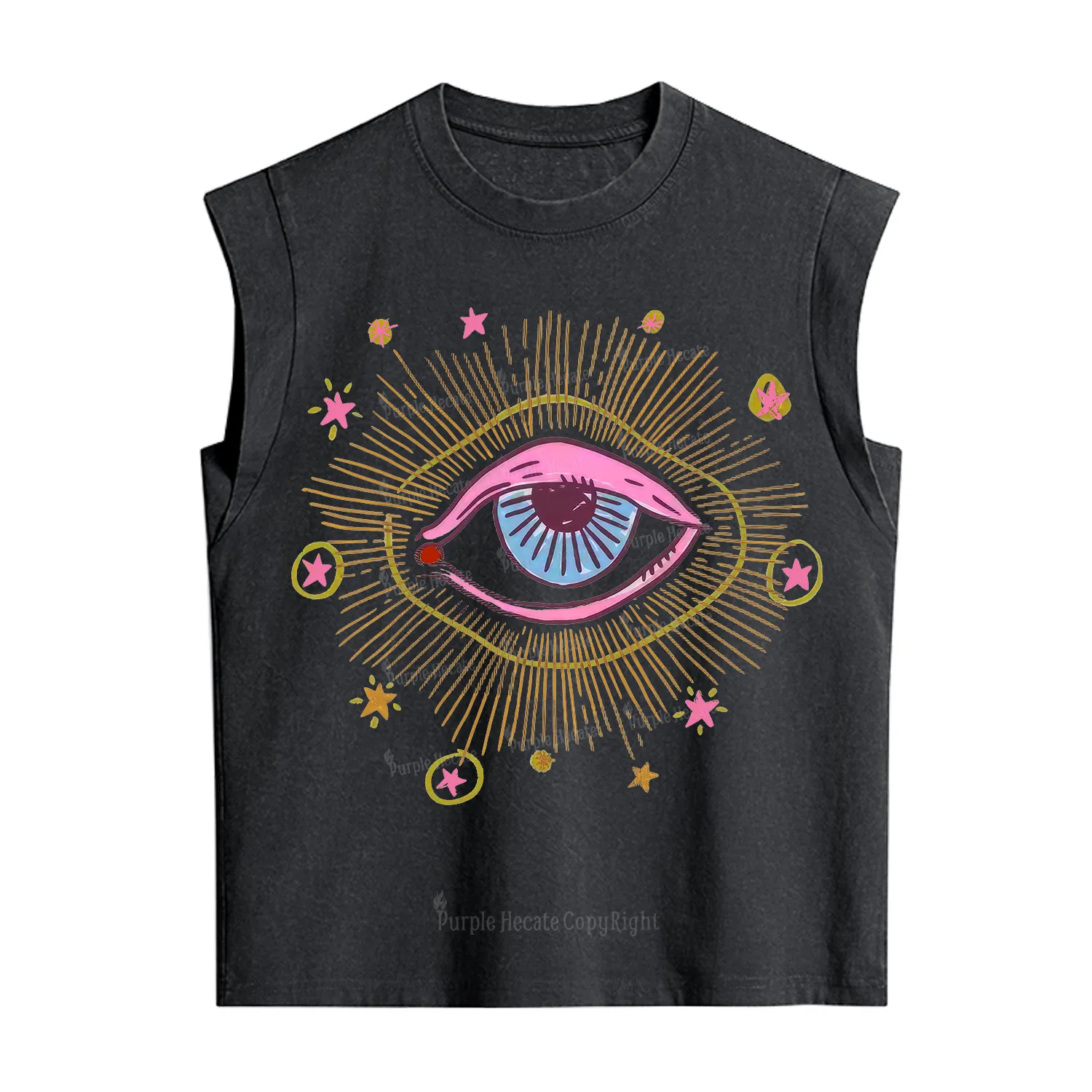 Purplehecate Mystic Gaze Evil Eye Protection Vintage Washed Tank