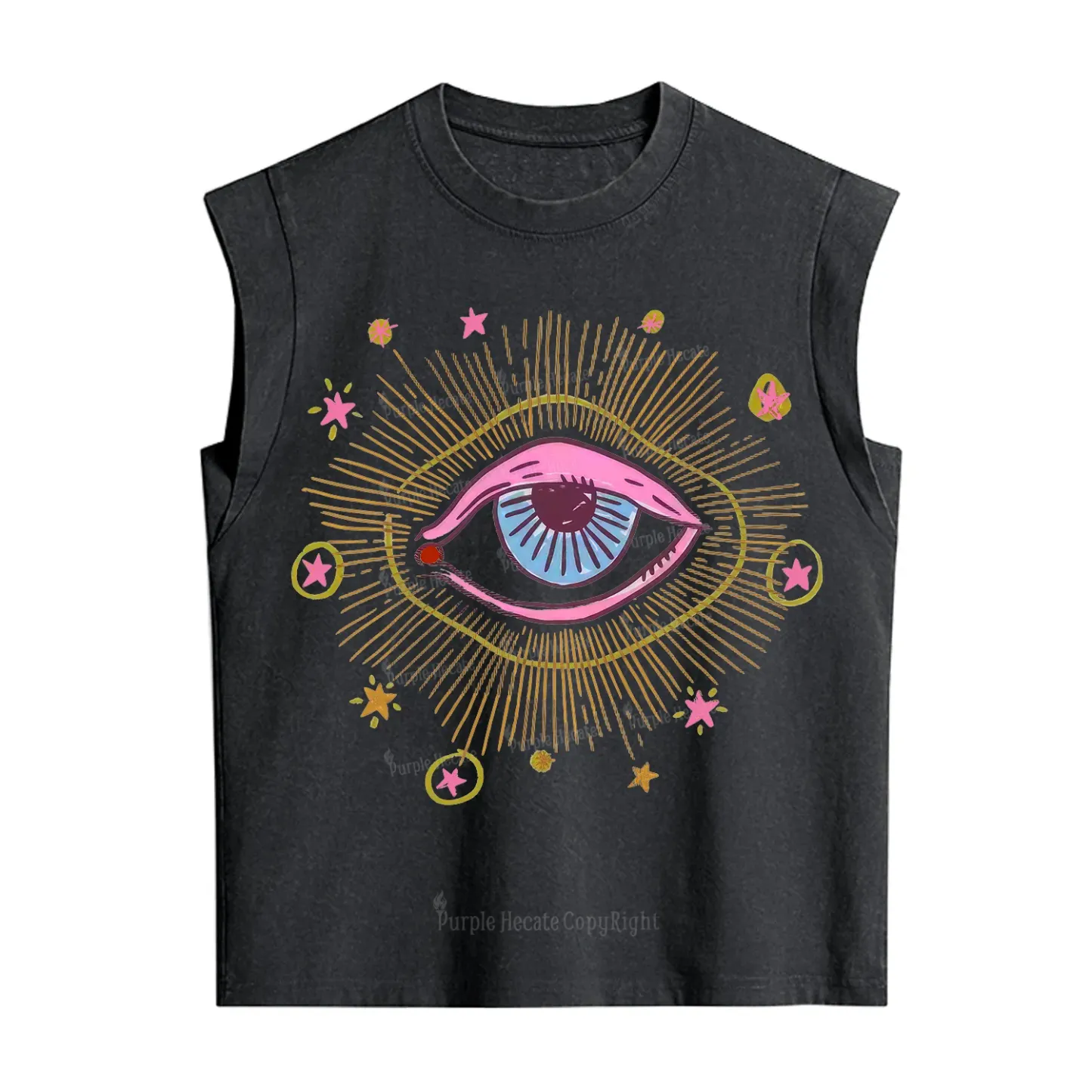 Purplehecate Mystic Gaze Evil Eye Protection Vintage Washed Tank